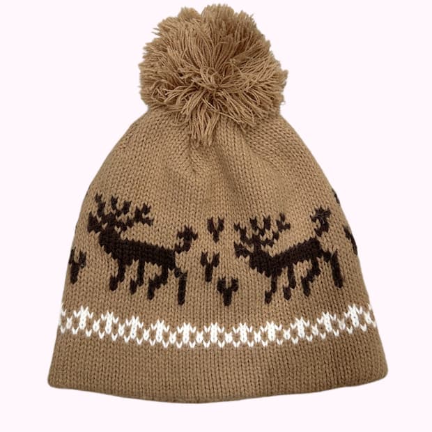 brown nordic knit hat