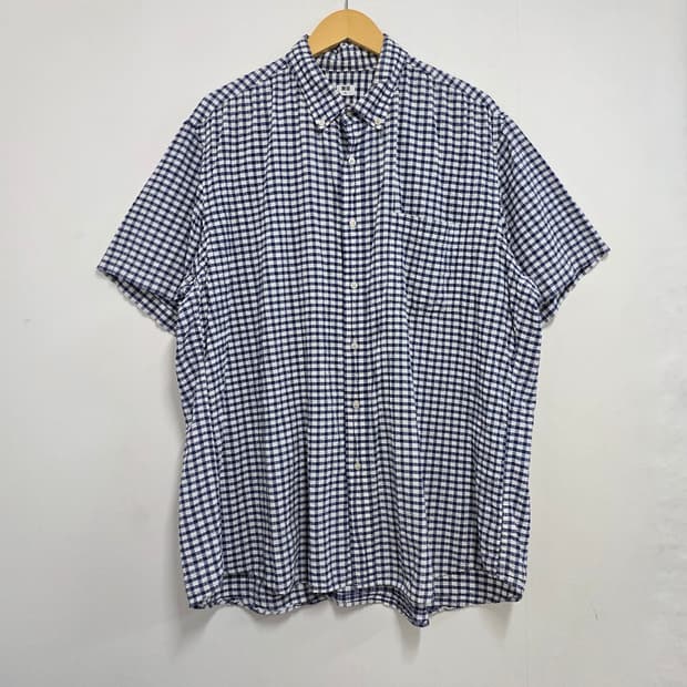 XL 빅사이즈 유니클로 시어서커 깅엄체크 반팔셔츠 (사진참고)
