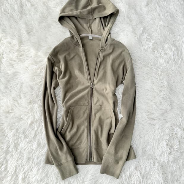 베이직 카키 후드집업