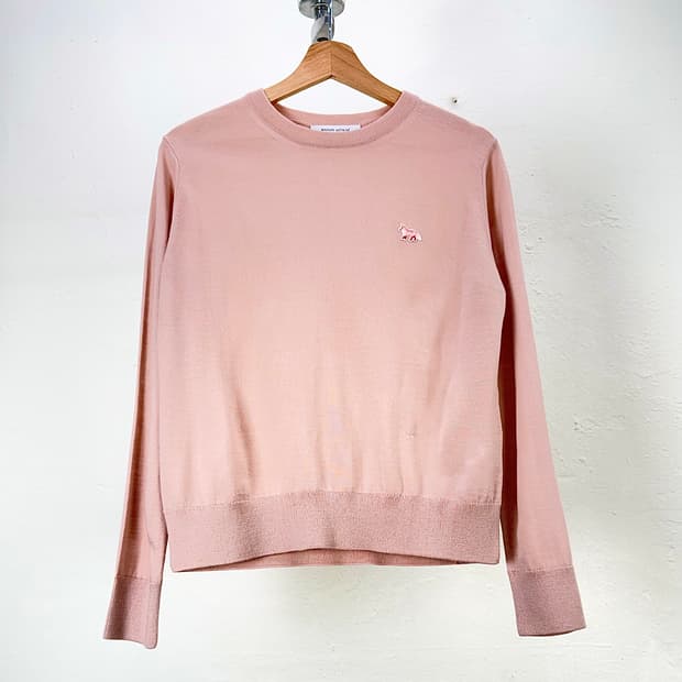 메종키츠네 페일 핑크 베이비 폭스 패스쳐 니트 스웨터