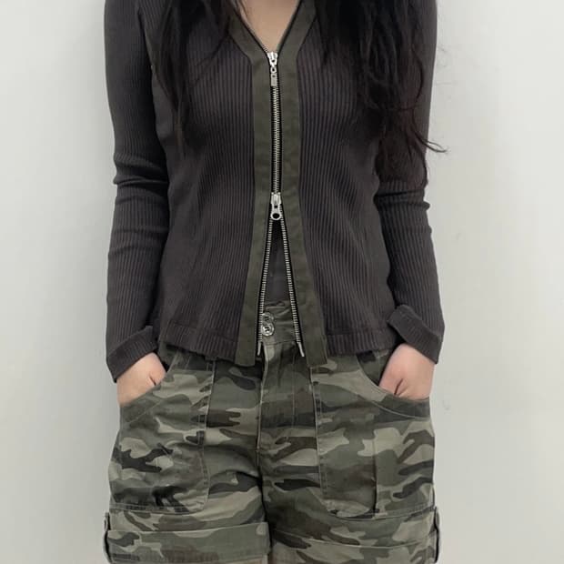 y2k 2way Zipper knit zip-up