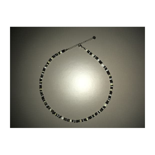 [악] 블랙&화이트 자개비즈 목걸이