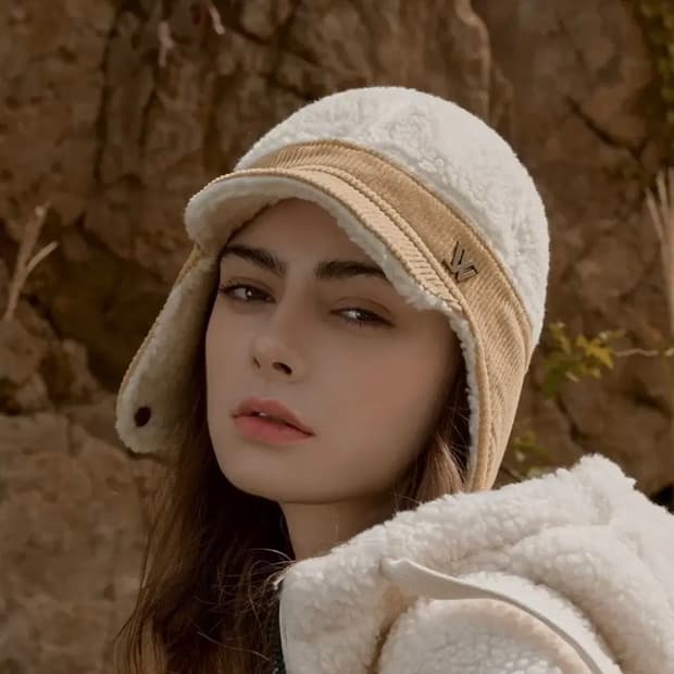 화이트샌즈 코듀로이 후리스 이어머프캡