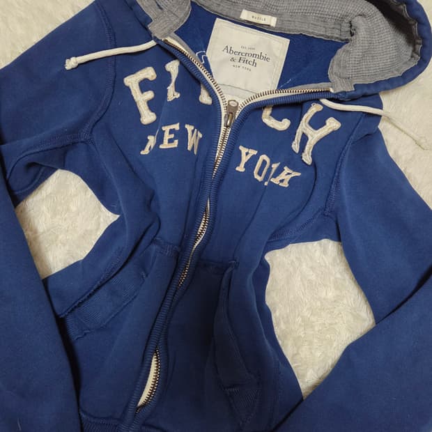 아베크롬비 딥블루 빅로고 후드집업 S