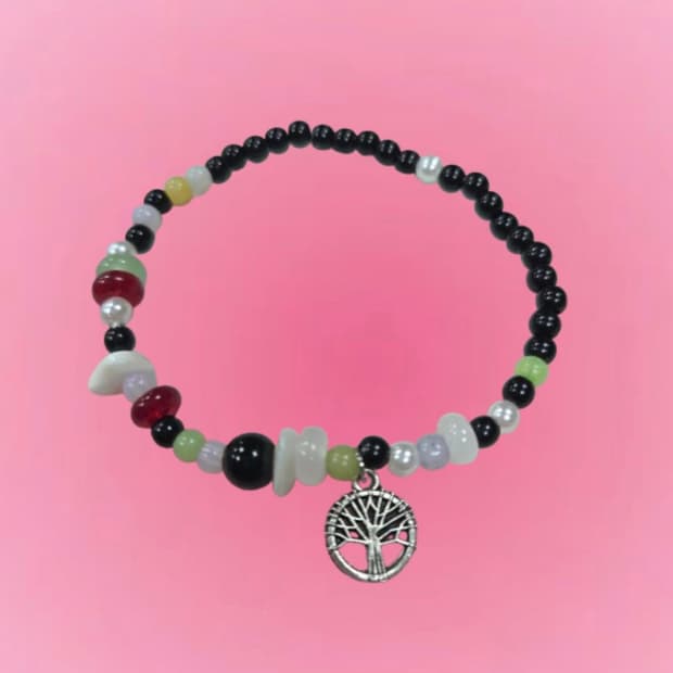 나무 포인트 비즈 팔찌