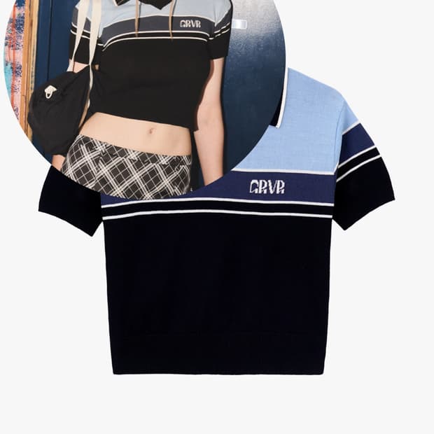 그로브 니트 반팔 ribel knit 네이비