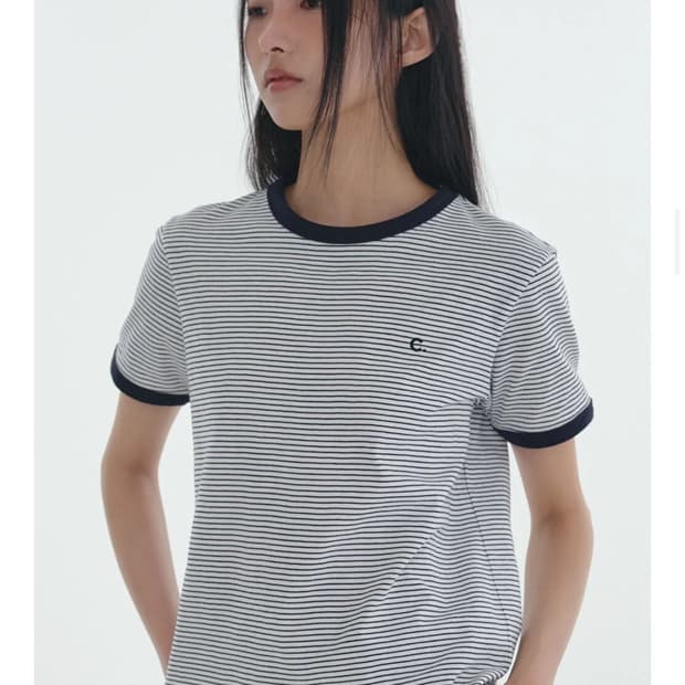 클로브 스트라이프 티셔츠 네이비