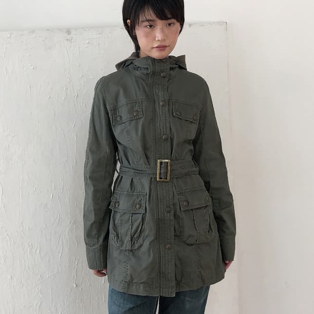 vintage khaki hood safari jacket