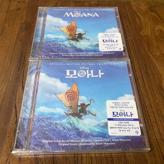 월트 디즈니 애니메이션 영화 모아나 OST 영어+한국어 초판 미개봉 CD