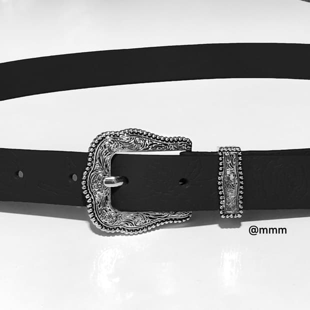 [Unisex] 웨스턴 에스닉 장식 가죽 벨트