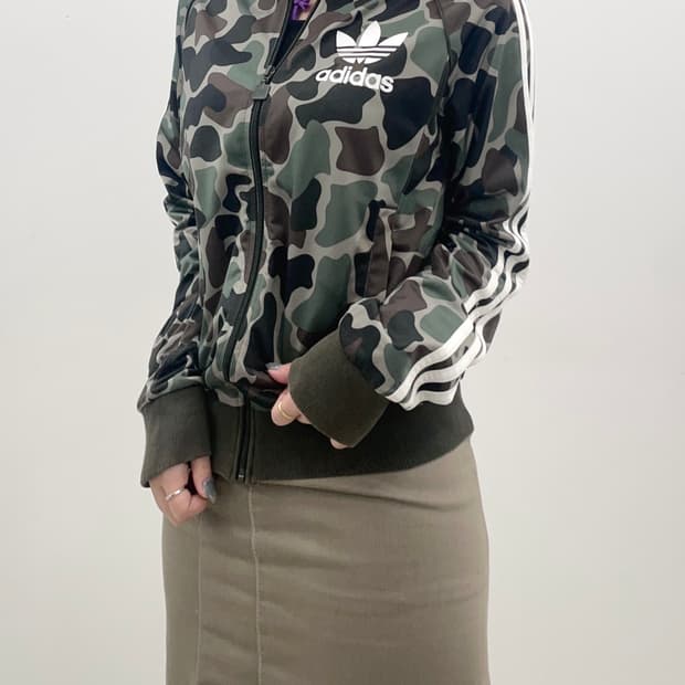  Adidas three-line camo zip-up