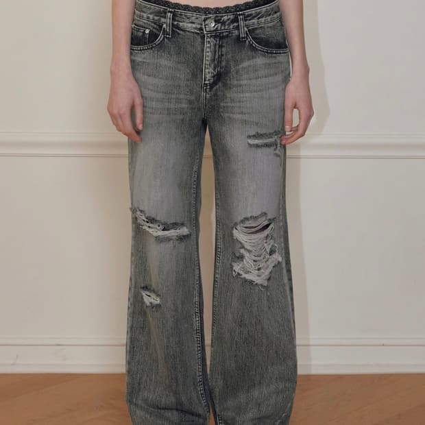 보헤미안서울 highlight damage wide pants