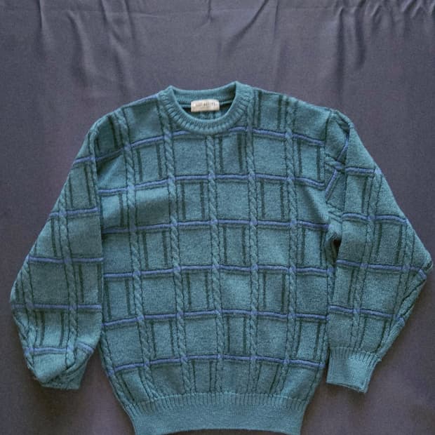 빈티지 체크 패턴 니트 스웨터