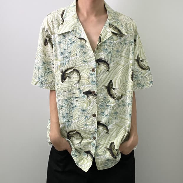 카메하메하 빈티지 하와이안 반팔 셔츠 2XL