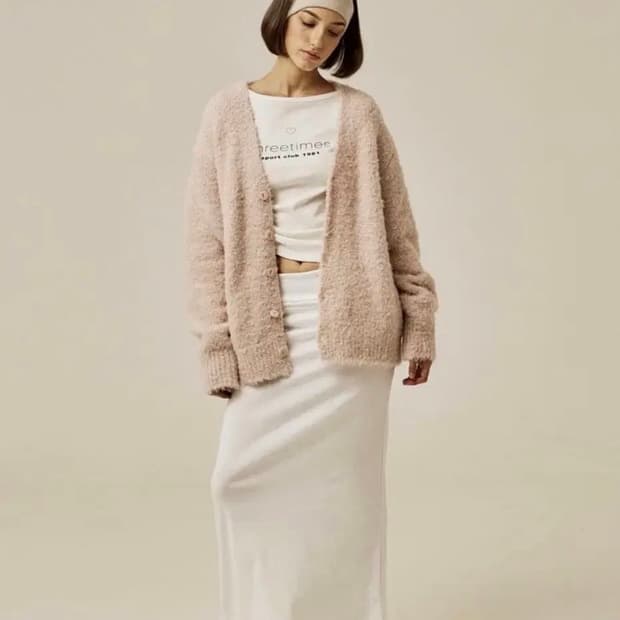 쓰리타임즈 푸들가디건 핑크