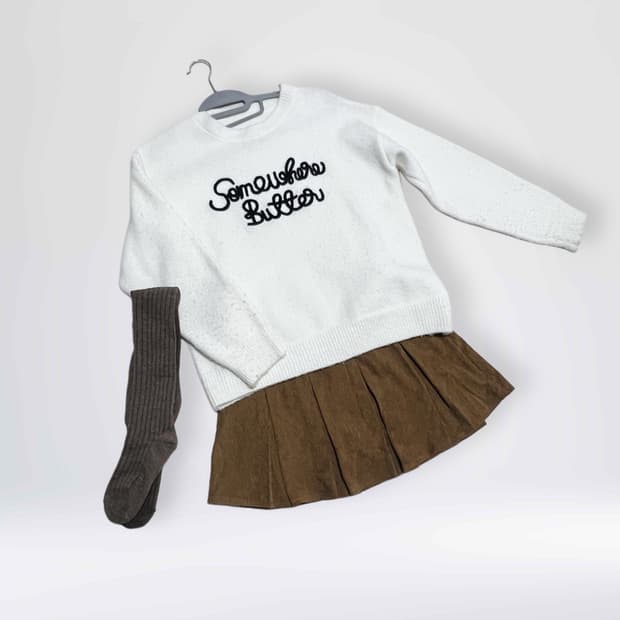 니트,치마,양말 코디세트