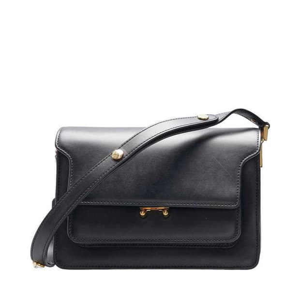 (중고) 마르니 블랙 카프스킨 트렁크 미듐 숄더백