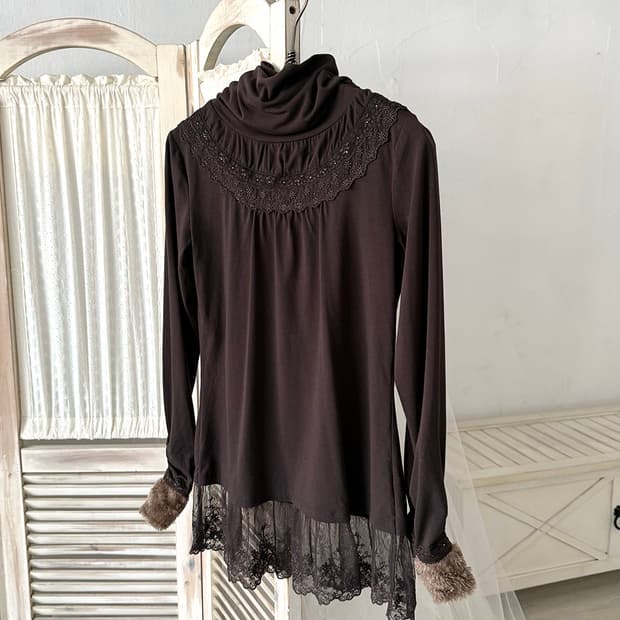 Mocha brown fur detail fairy long sleeve