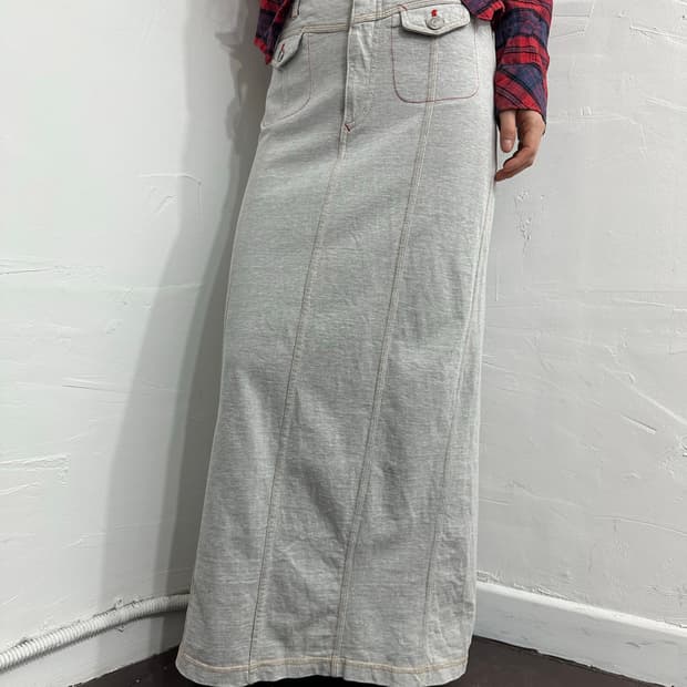 pearls cotton long skirt