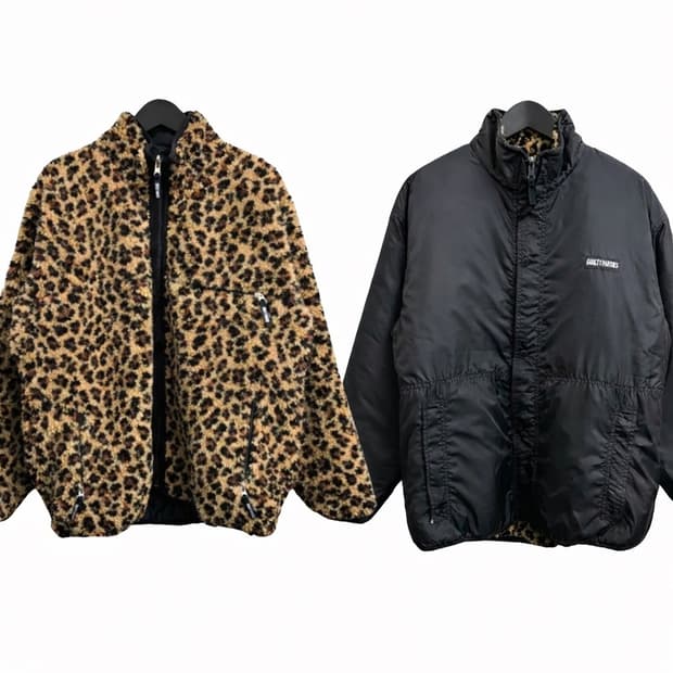 와코마리아 레오파드 리버시블 보아 후리스 자켓 M