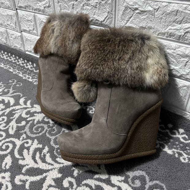 Ash 아쉬 웨지 스웨이드 퍼 부츠