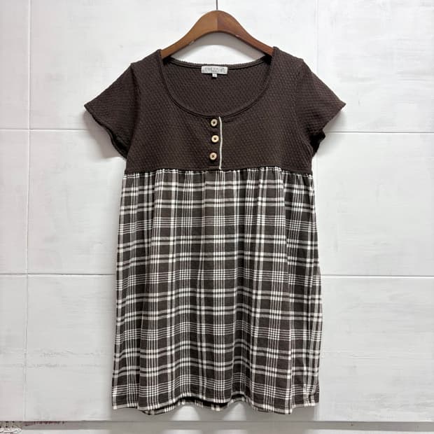 THEORIA 브라운 모리걸 네트 체크 탑 L JPN