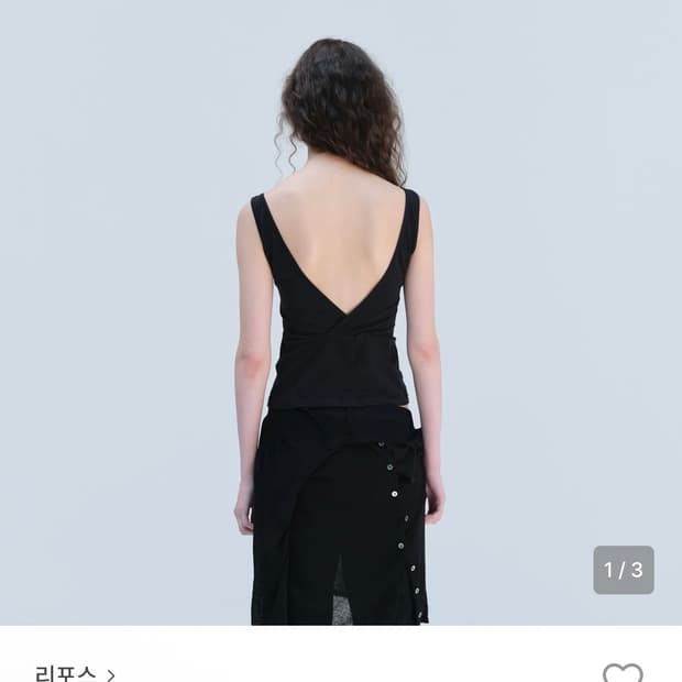 리포스) Back Slit Sleeveless T-Shirts BK M