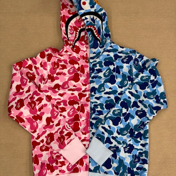 [새싱품] 베이프 ABC카모 세퍼레이트 샤크 풀 집 후드