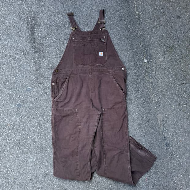 칼하트 더블니 오버롤 브라운