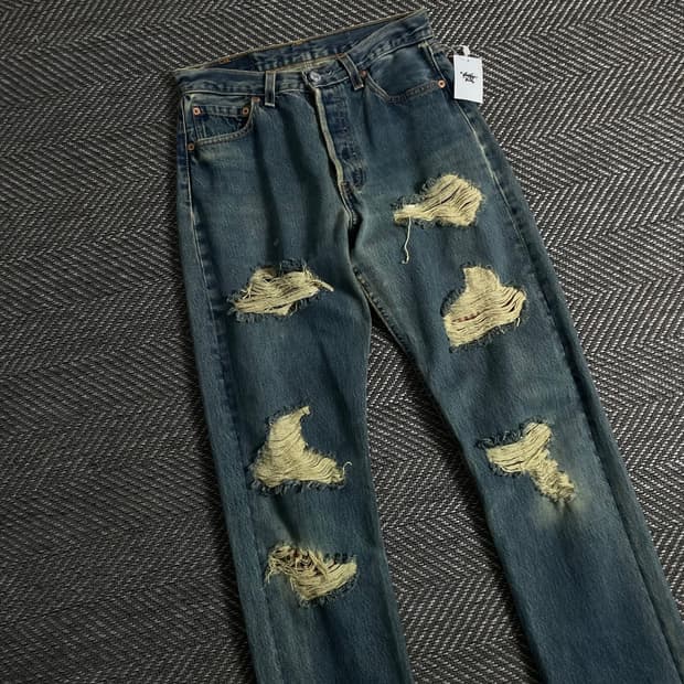 리바이스 501 디스트로이드 워싱 데님 팬츠y 3350