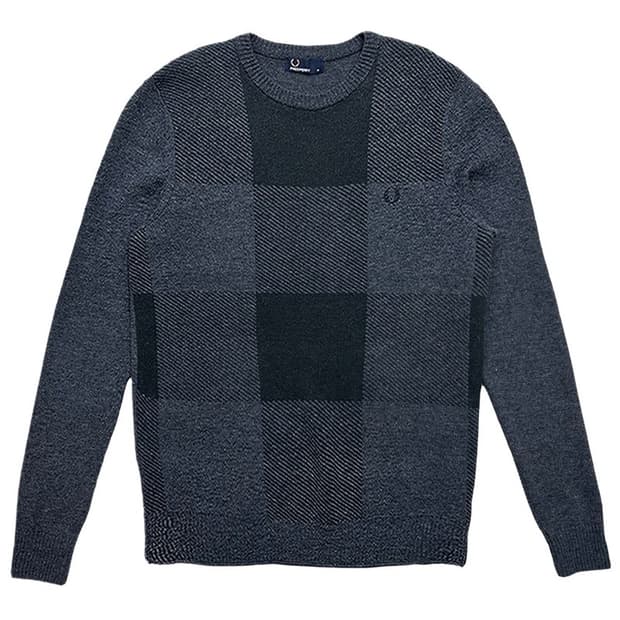 프레드페리 남성 체크 니트 차콜 M