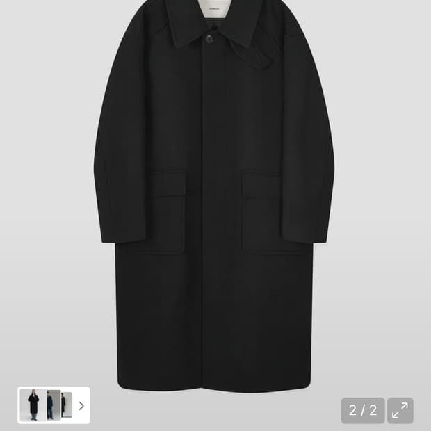 키뮤어 울 세미오버핏 발마칸 코트 블랙(m)