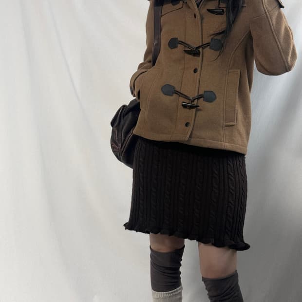 하레 울 블렌디드 더플 버튼 코트