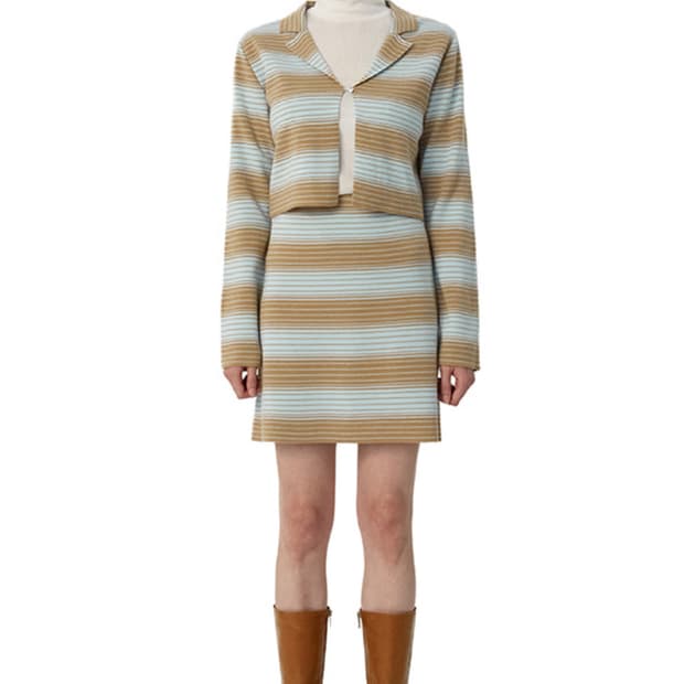 민트초코 라떼 큐리티 C stripe knit set-up 