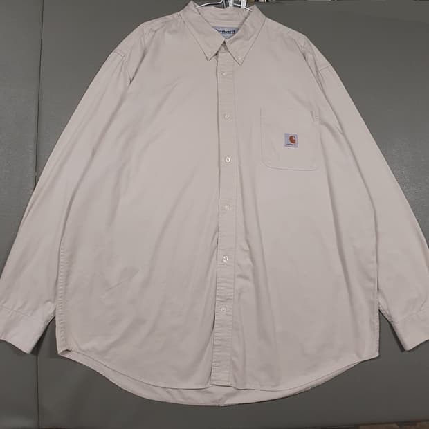 실측 3XL 빅사이즈 칼하트 크림 포켓 워크 셔츠 긴팔 남방 크림 베이지