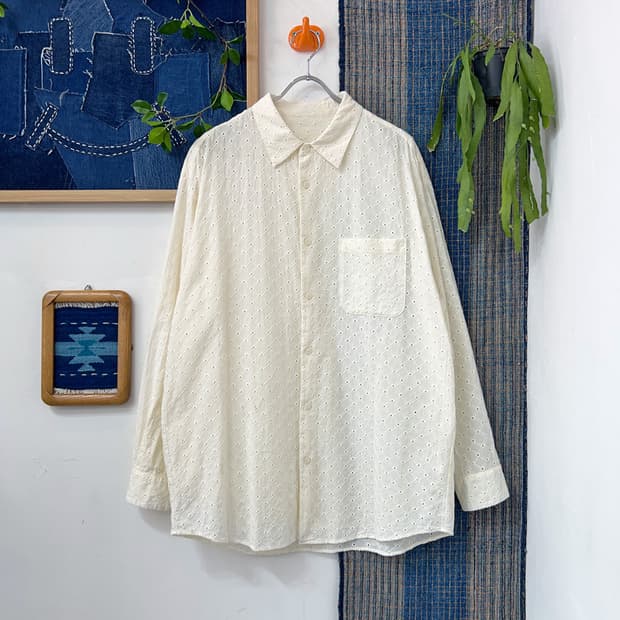 Embroidered Cotton Eyelet Shirt