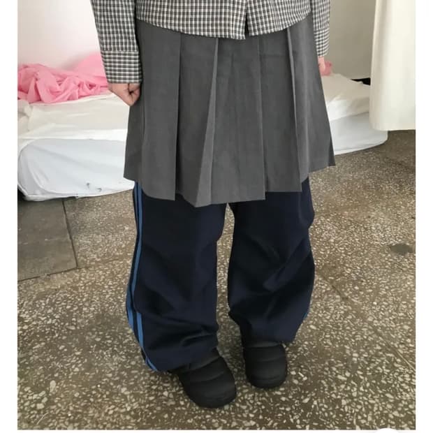 희미한 파라슈트 와이드 트랙팬츠 조거팬츠 트레이닝 팬츠 서브컬쳐 빈티지