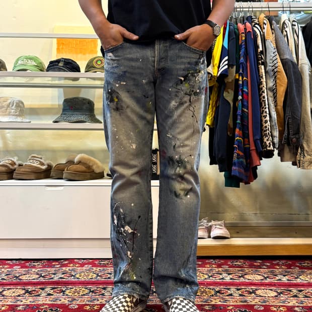 재팬 빈티지 소울오프프리덤 페인팅 데님 팬츠