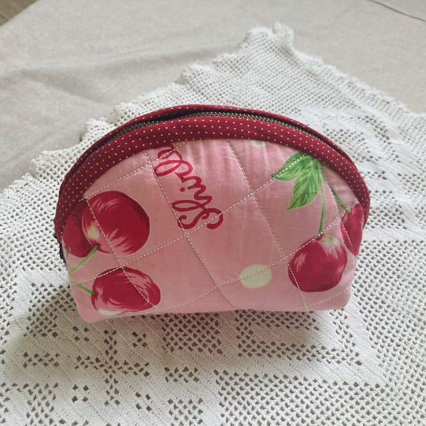 빈티지 체리 원단(샤리템플)  파우치