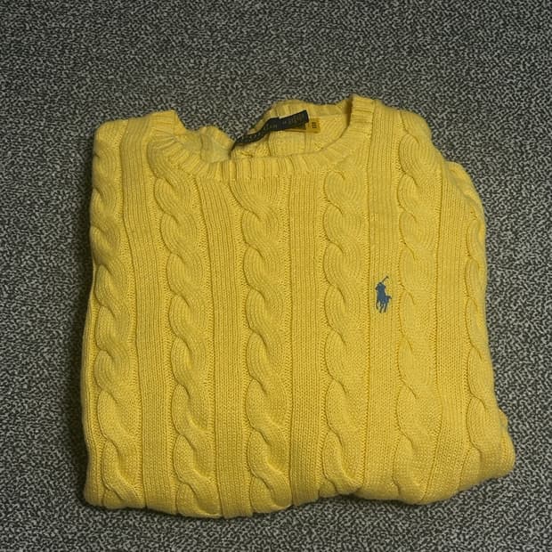 폴로 랄프로렌 케이블 니트 옐로우 M(착용1회)