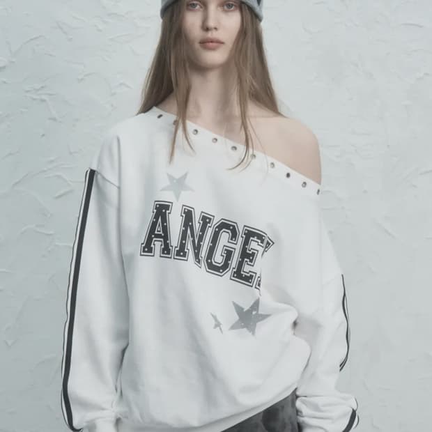 새상품 셋업이엑스이 엔젤 오프숄더 맨투맨 EYELET ANGEL