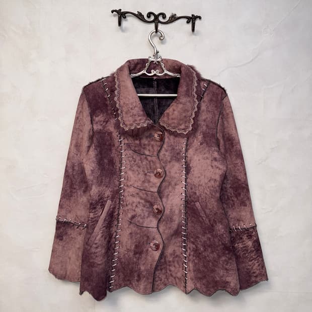 Indi pink tie dye fur trimmed stitch 무스탕