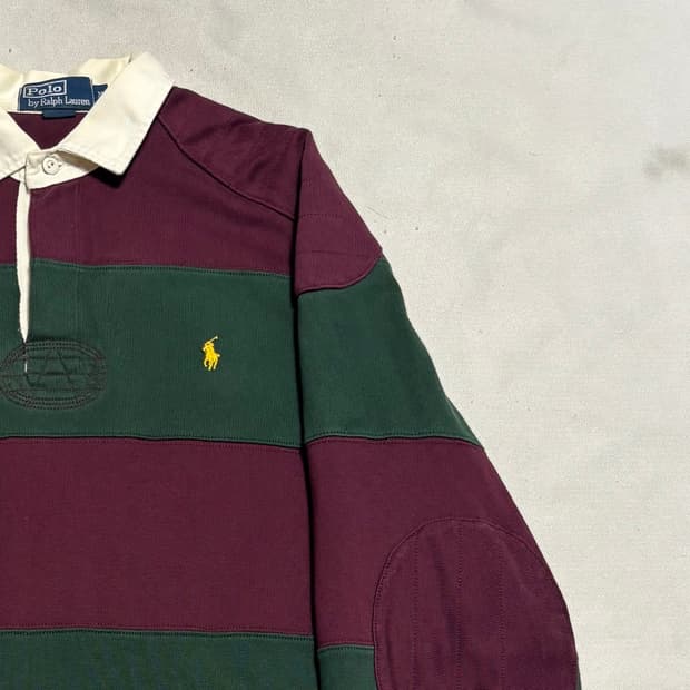 M 폴로랄프로렌 옐로우 포니 스트라이프 럭비 티셔츠