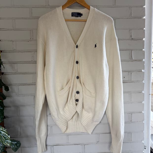 폴로 랄프로렌 아이보리 코튼 가디건