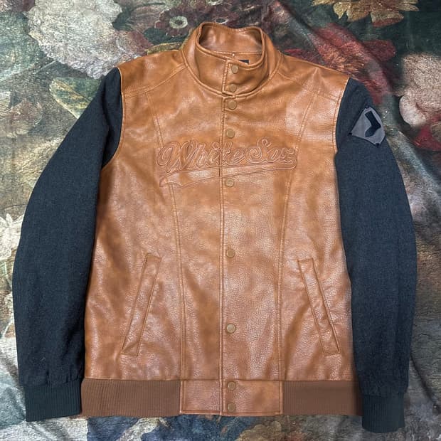 MLB 빈티지 화이트삭스 브라운레더자켓 105