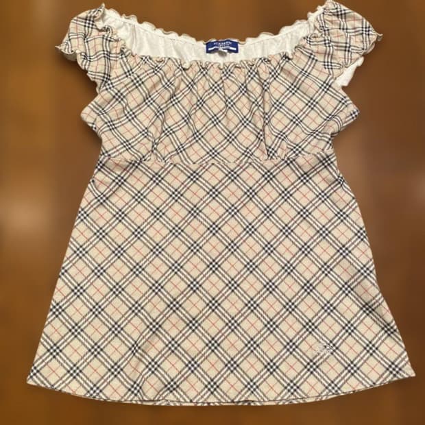 버버리 블루라벨 노바 체크 블라우스