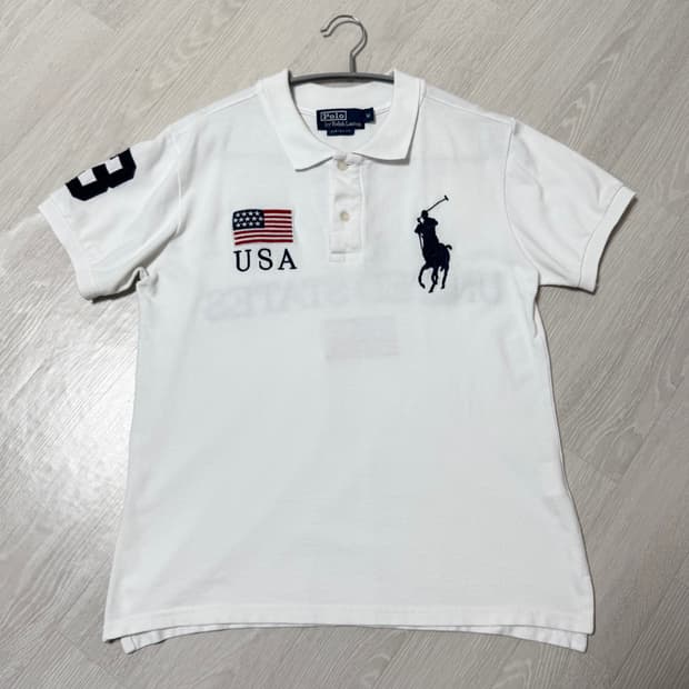 폴로 랄프로렌 빅포니 성조기🇺🇸 치프키프 화이트 pk 반팔티 M