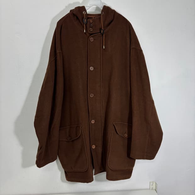 XL 켈빈클라인 브라운 오버핏 후드 울자켓