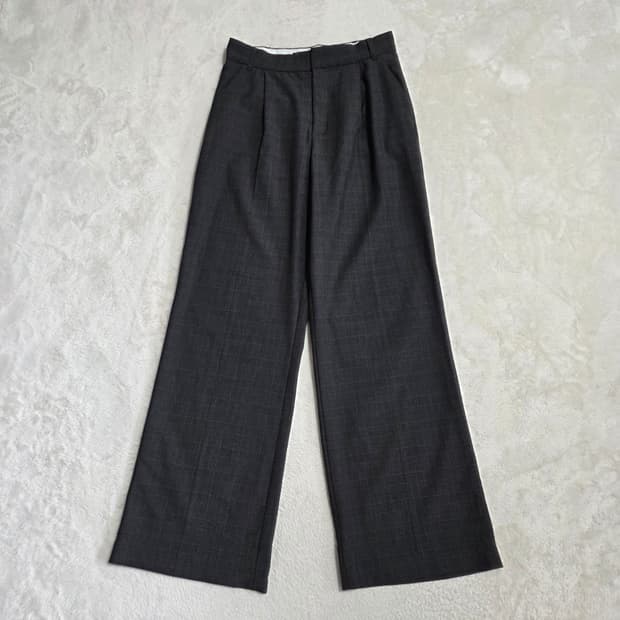 (S)여성 자라 체크 와이드 슬랙스 봄여름