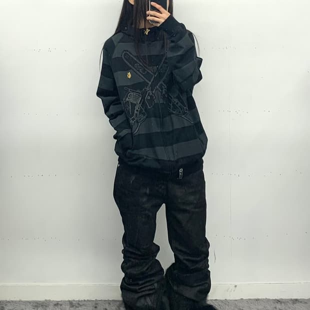 LRG 스트라이프 후드집업